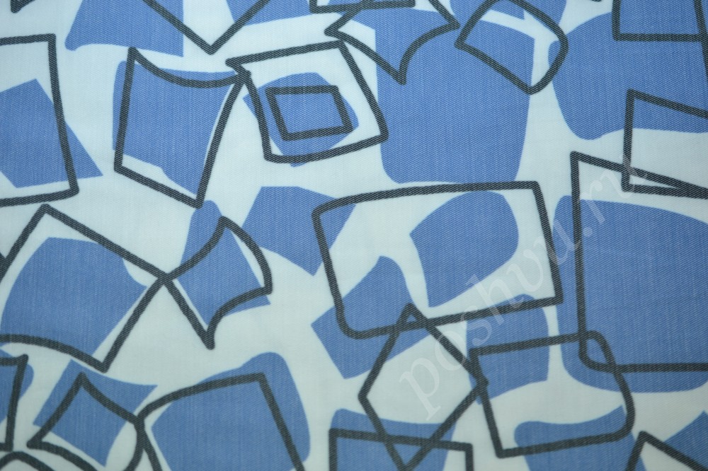 Хлопковая ткань Max Mara голубого цвета в геометрический узор