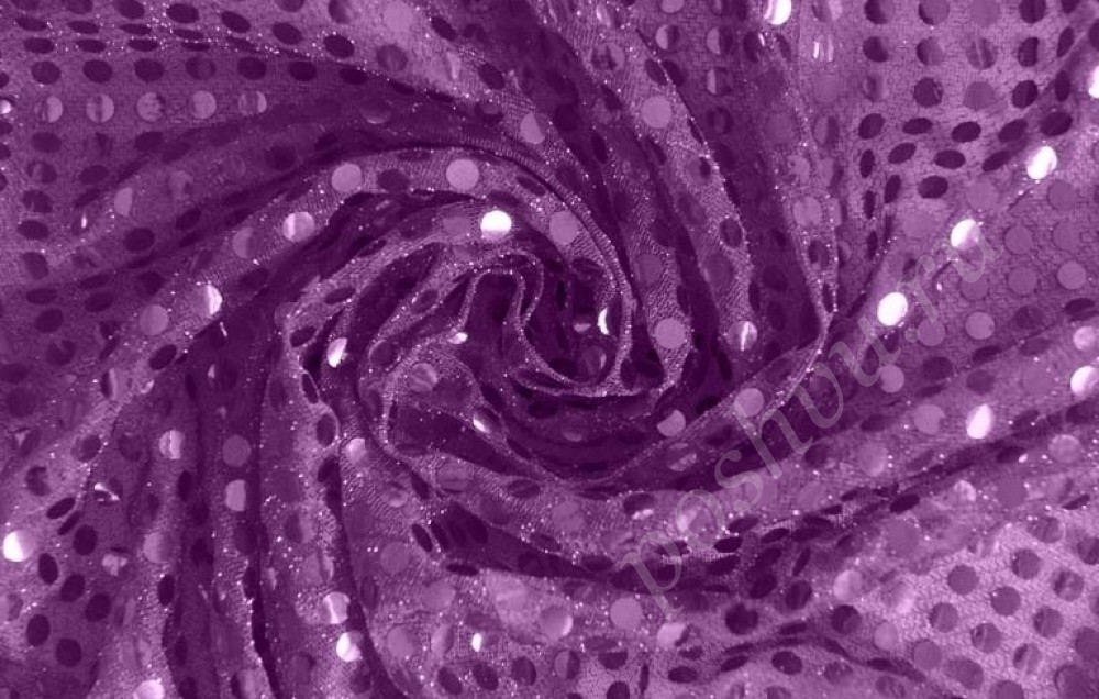 Сетчатая ткань с пайетками фиолетового цвета