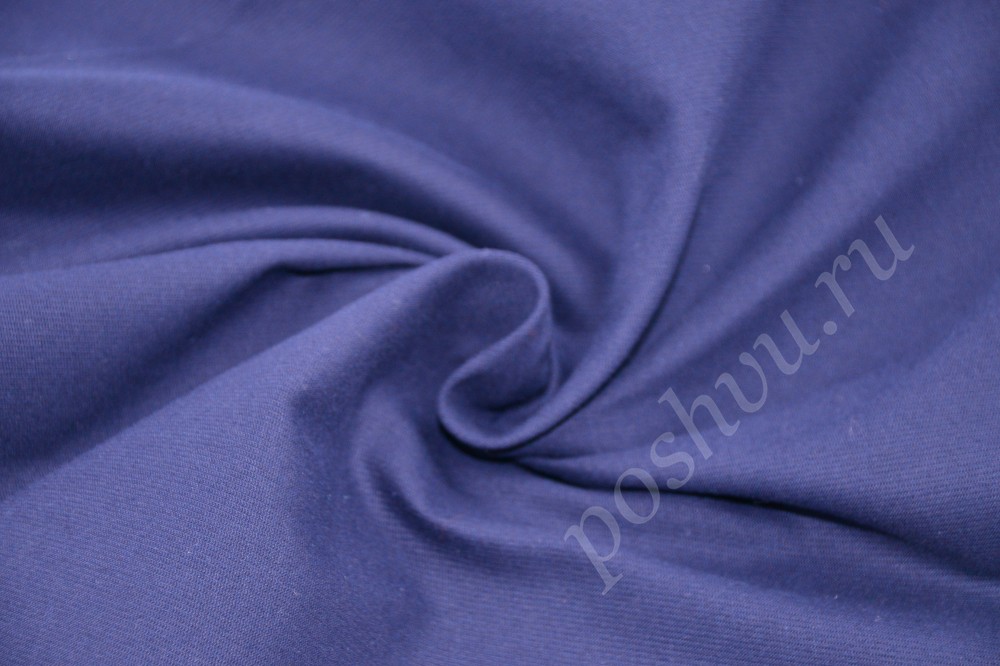 Плотная однотонная хлопковая ткань тёмно-синего цвета