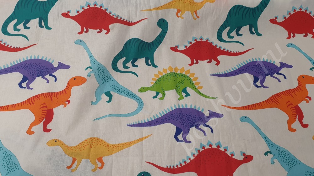 Поплин набивной детский для постельного белья Динозавры