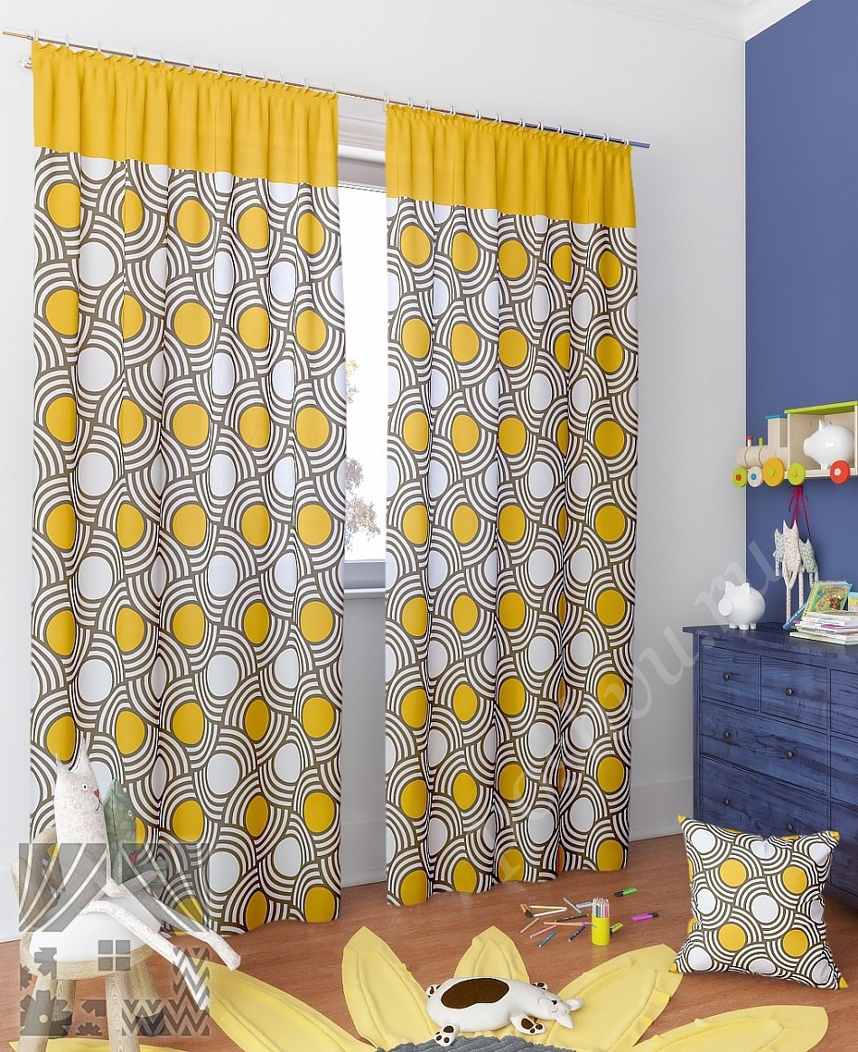 Яркий комплект штор с абстрактным рисунком для модной гостиной или комнаты подростка