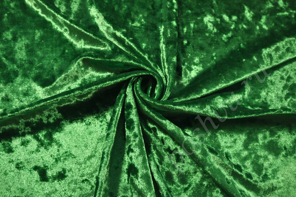 Бархат-стрейч мраморный Зеленый