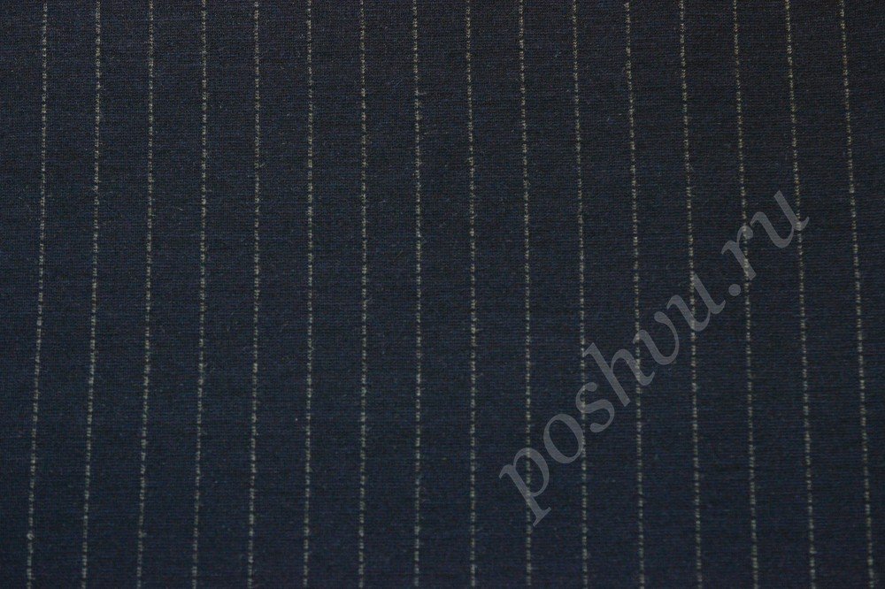 Ткань джерси Armani 2-х сторонняя темно-синего цвета в тонкую полоску