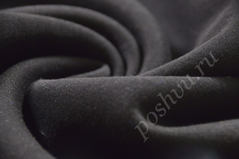 Ткань футер двухниточный чёрного цвета с начёсом