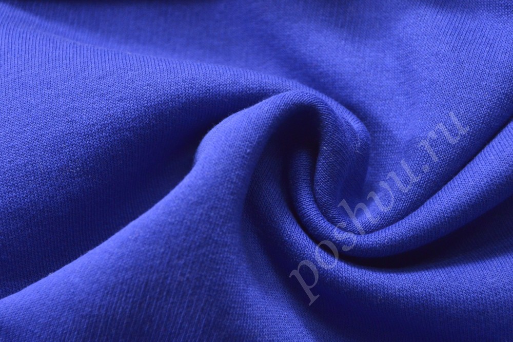 Ткань футер двухниточный синего цвета с начёсом