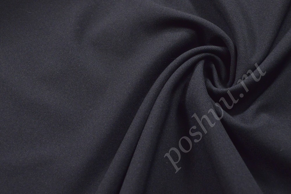 Ткань костюмная креп сине-черного оттенка