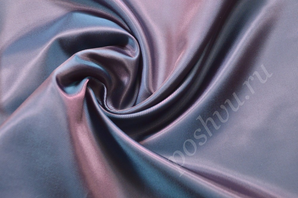 Ткань подкладочная жаккардовая синего оттенка с розовым отливом