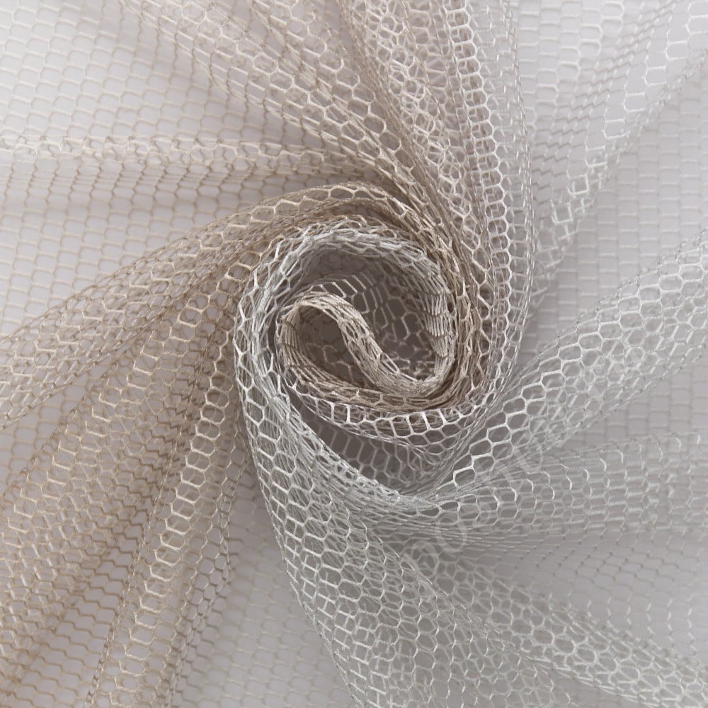 Тюль сетка DEBORAH бело-бежевый градиент по низу полотна, выс.280см