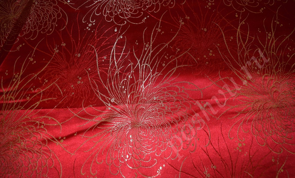 Ткань китайский шелк красный
