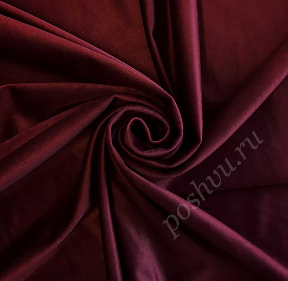 Портьерная ткань бархат однотонный, цвет бордовый