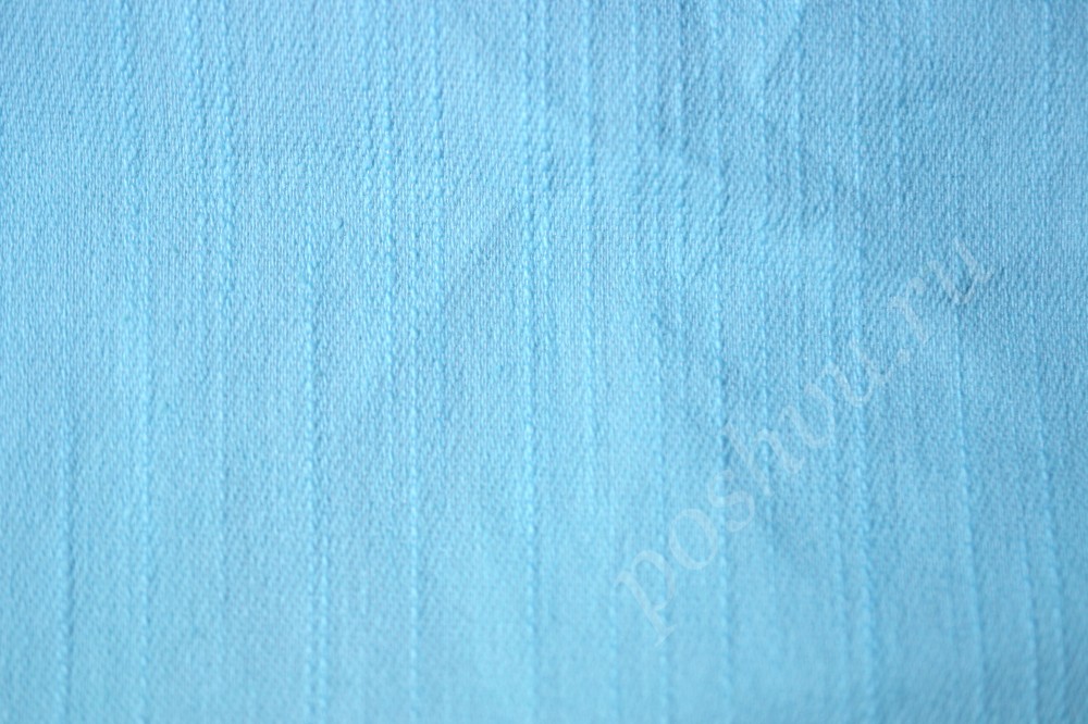 Джинсовая ткань с утолщенными нитями в оттенке Циан