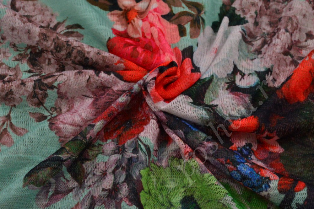 Красивая трикотажная ткань с шикарным цветочным принтом