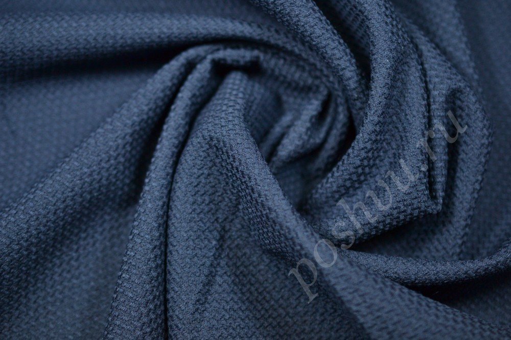 Ткань костюмная Max Mara темно-синего цвета в текстурный узор