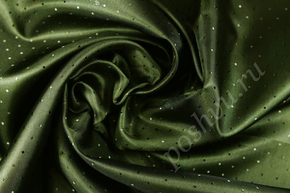 Ткань подкладочная жаккардовая зелёного оттенка