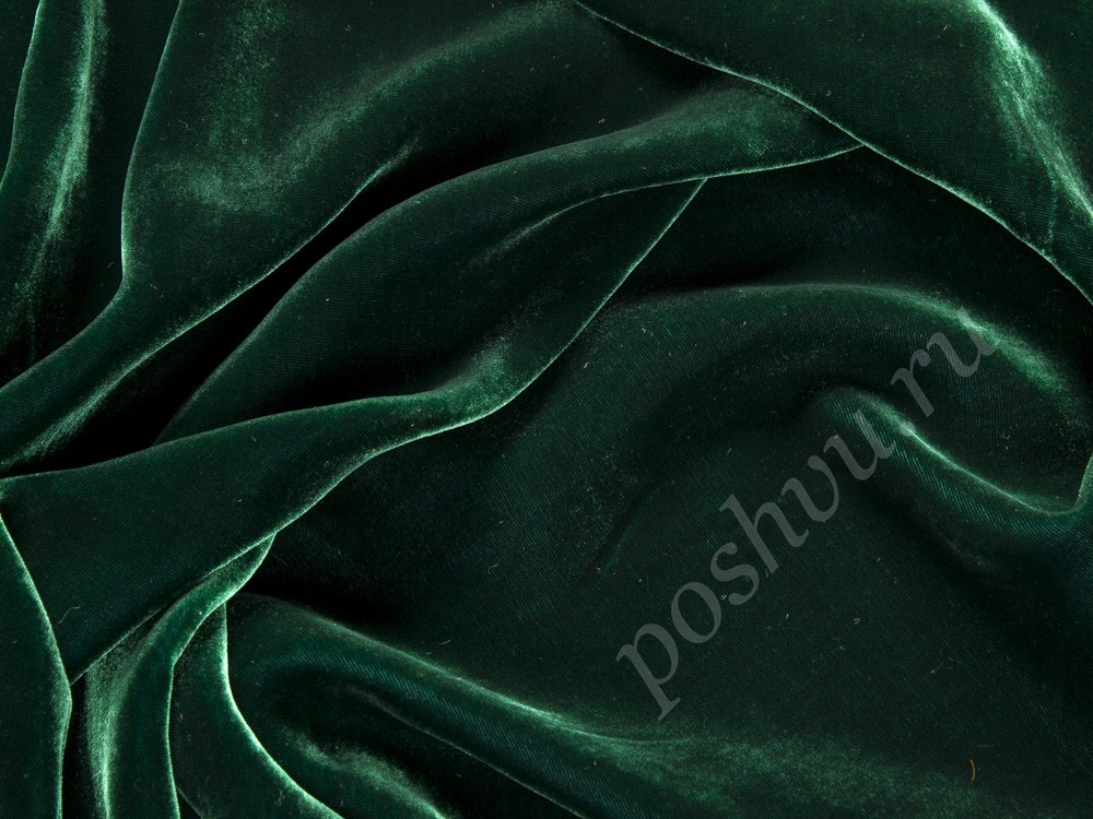 Бархат однотонный с шелком - Зеленый