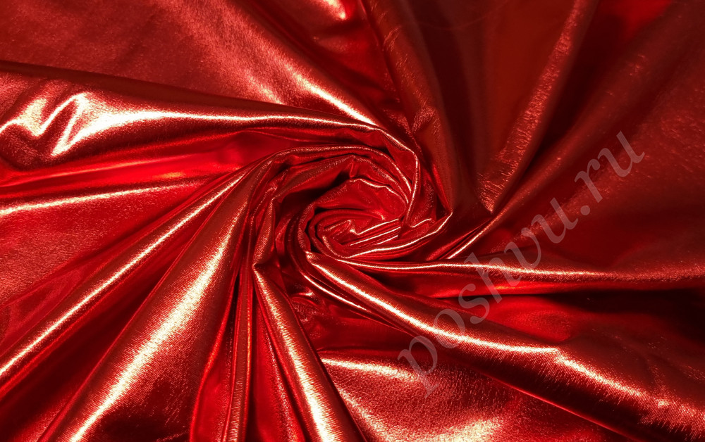 Трикотаж Диско металлик, красного цвета