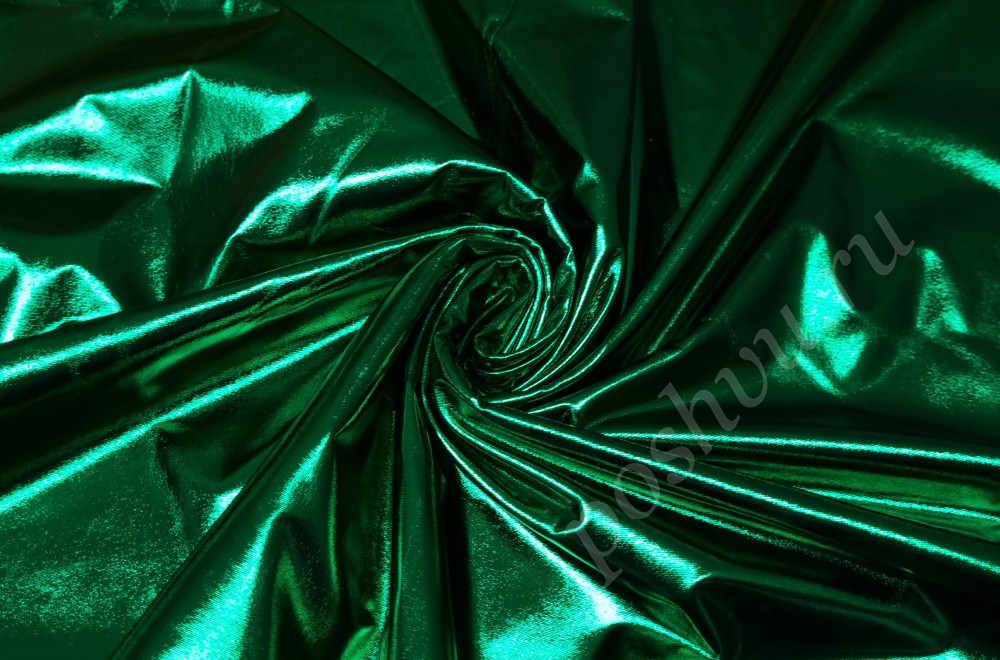 Трикотаж Диско металлик, зеленого цвета