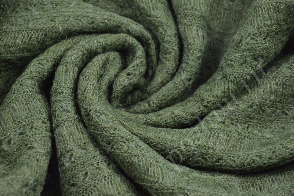 Узорчатая трикотажная ткань травяного оттенка