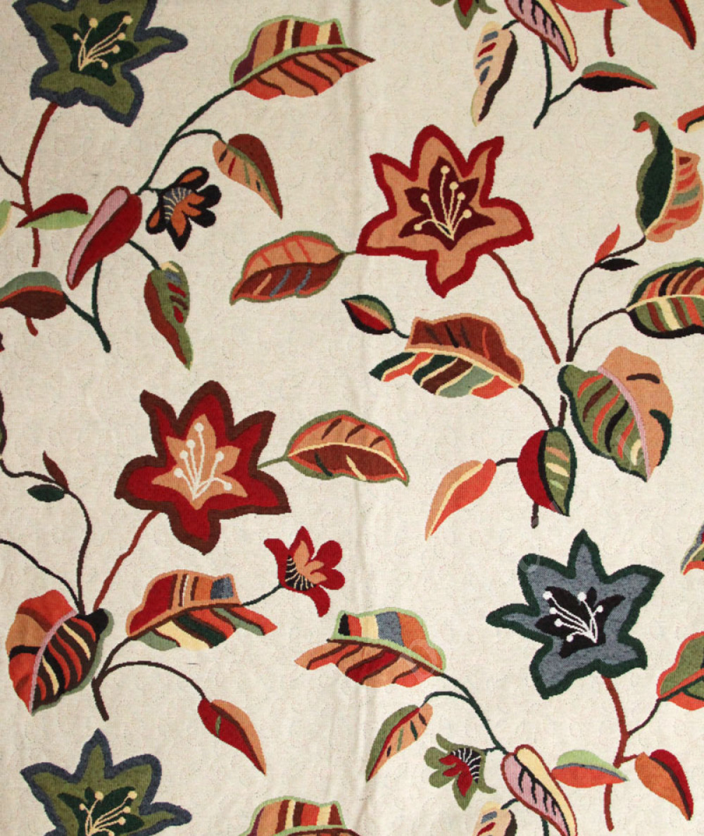 Мебельная ткань гобелен FLORIDA рыже-коричневые цветы на бежевом фоне шир.280см