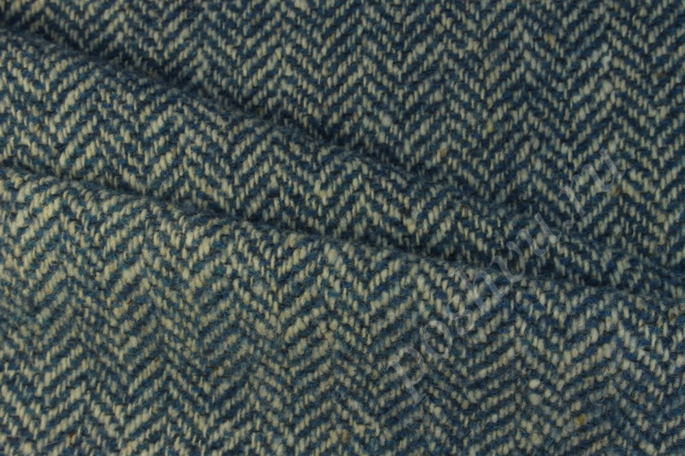 Пальтовая двухсторонняя шерстяная ткань в елочку