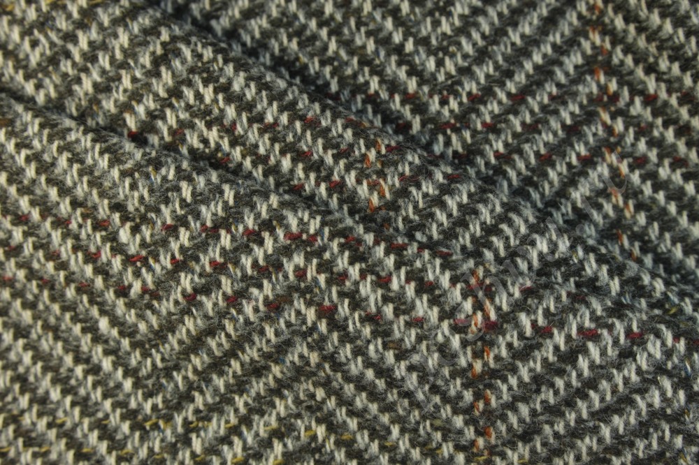 Пальтовая двухсторонняя шерстяная ткань в елочку