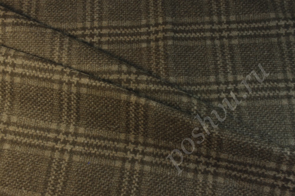 Пальтовая шерстяная ткань коричневого оттенка Max Mara