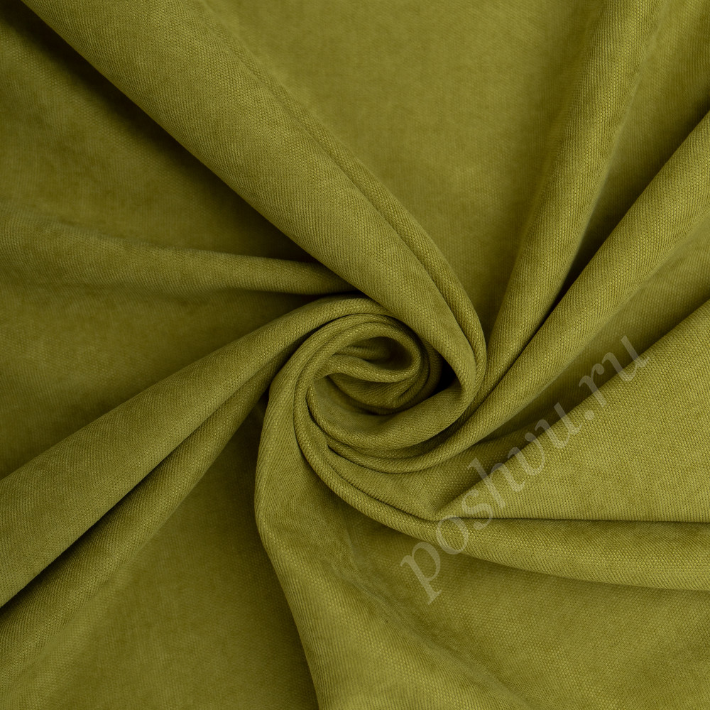 Портьерная ткань канвас FELICE оливкового цвета, выс.300см