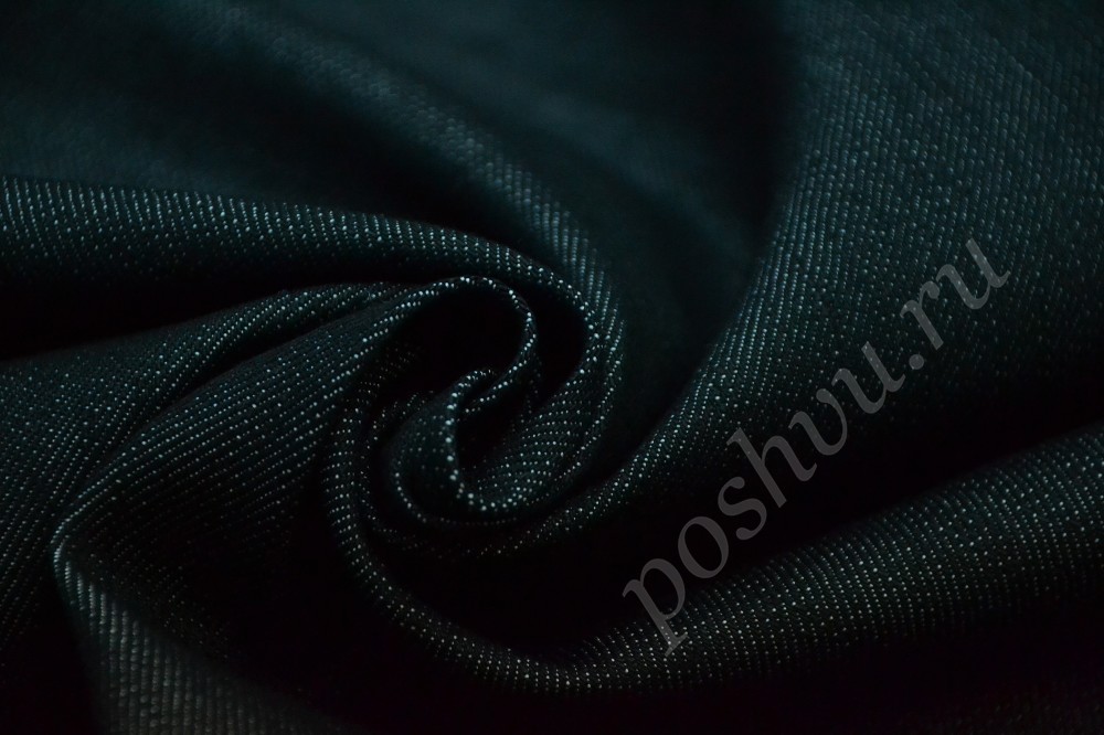 Ткань джинсовая темно-зеленого оттенка