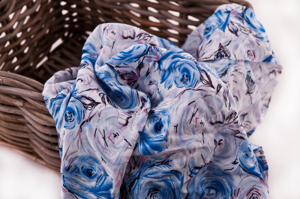 Ткань хлопковая Синие розы