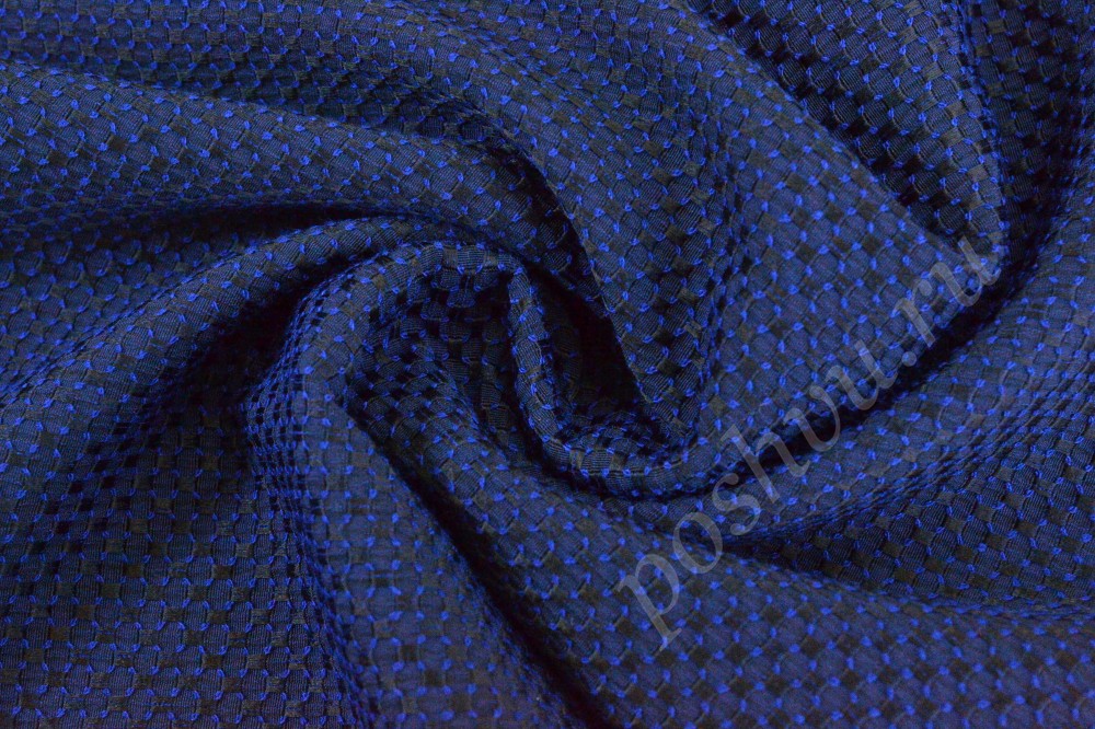 Ткань Жаккард синего оттенка с блеском