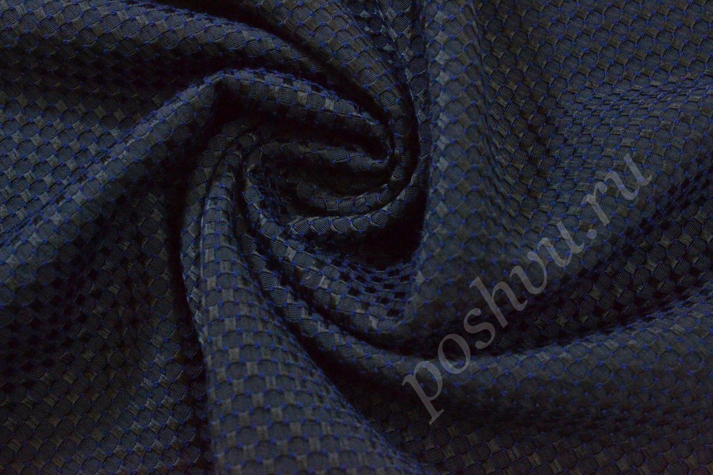 Ткань жаккард темно-синего оттенка с переливом