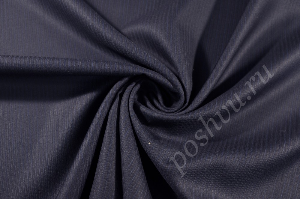 Костюмная ткань темно-синего цвета в тонкую полоску