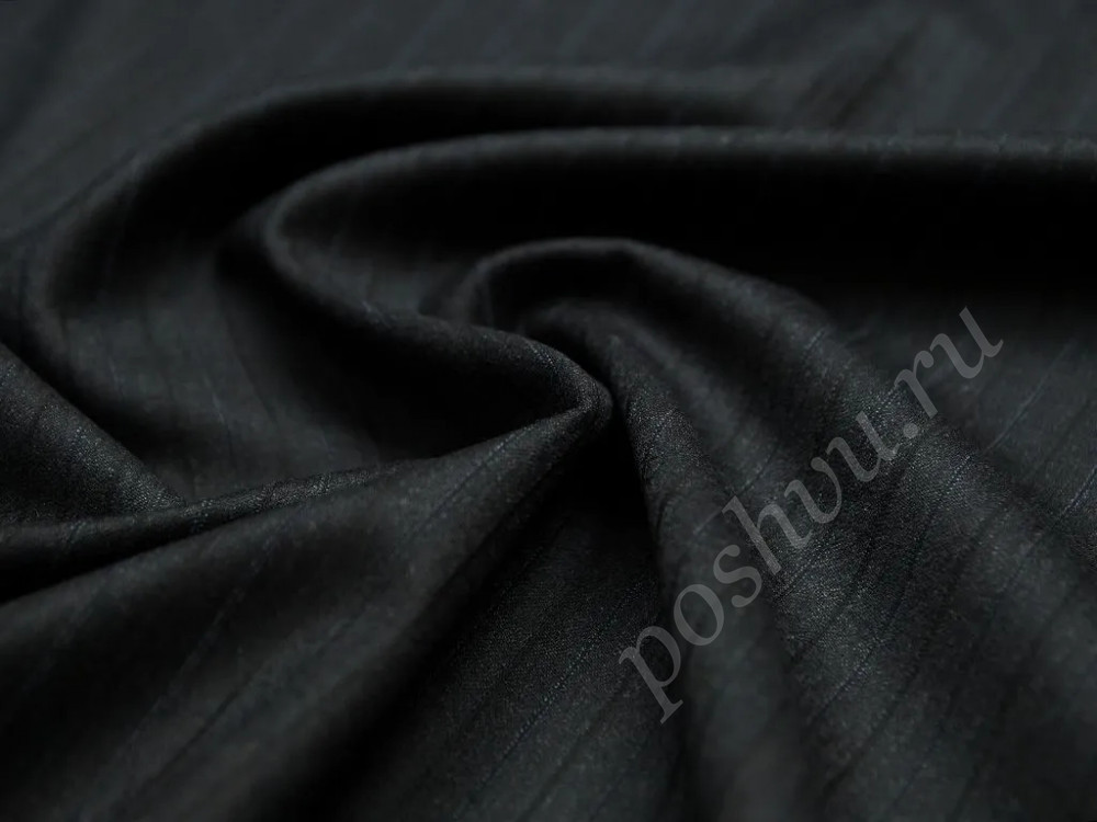 Костюмная ткань черного цвета в полоску (172 гр/м2)