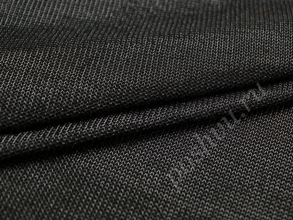 Трикотажная ткань черного цвета с вязаной стороной (375г/м2)