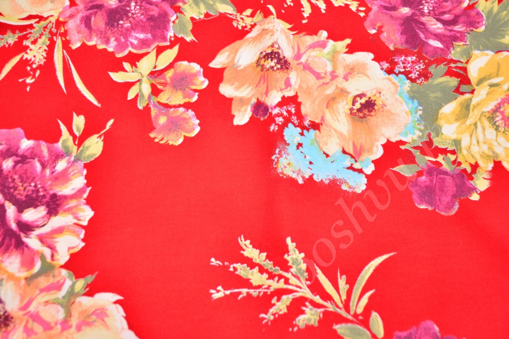 Соблазнительная хлопковая ткань с крупным цветочным принтом