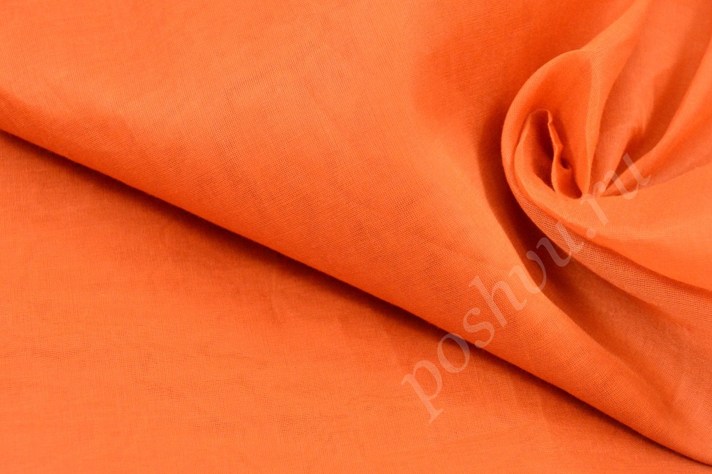 Стильная хлопковая ткань яркого морковного оттенка