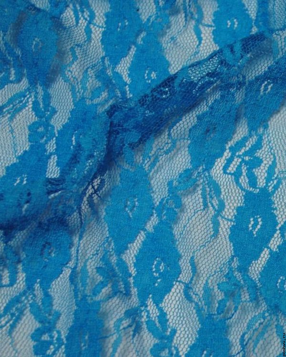 Ткань гипюр стречевый Голубой цветок
