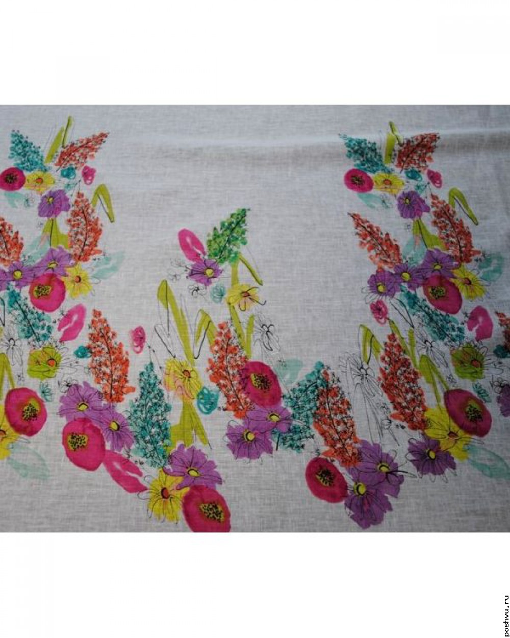 Хлопковая ткань ситец Натюрморт из цветов