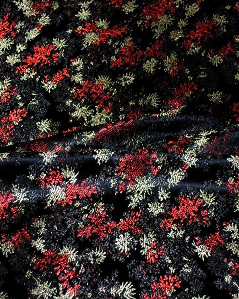 Ткань китайский шелк черный  Фейерверк