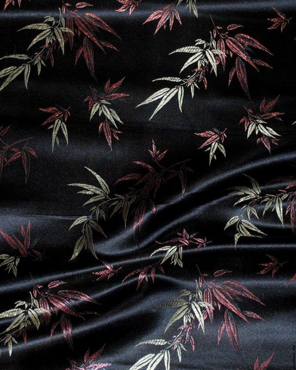 Ткань китайский шелк черный Заросли бамбука