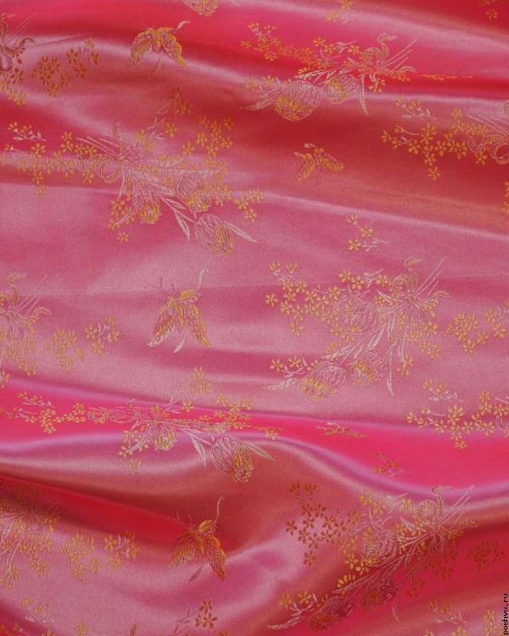 Ткань китайский шелк розовый Поля клевера