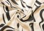 Плательная ткань с абстрактным принтом черно-бежевого цвета (130г/м2)