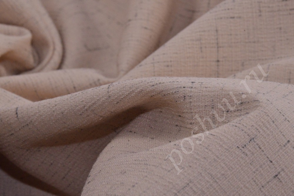 Легкая костюмная ткань песочного цвета с абстрактным узором