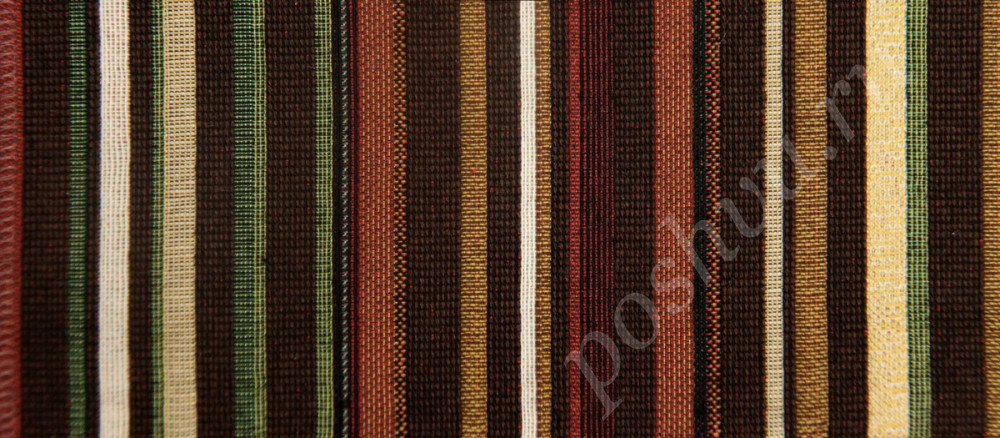 Мебельная ткань гобелен ARBOLEDA LINE коричневые, бежевые полосы разной ширины шир.140см