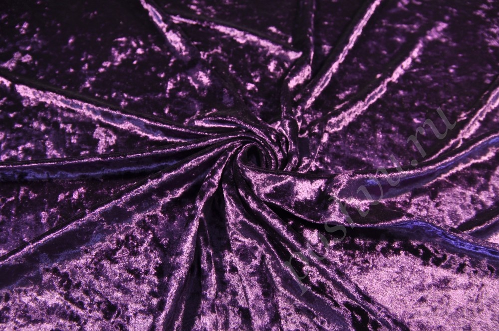 Бархат-стрейч мраморный Фиолетового цвета