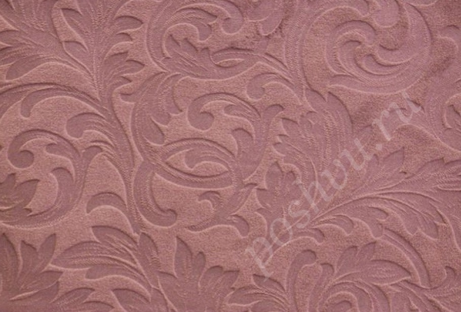 Велюр для мебели ASTRUM розового цвета с орнаментом