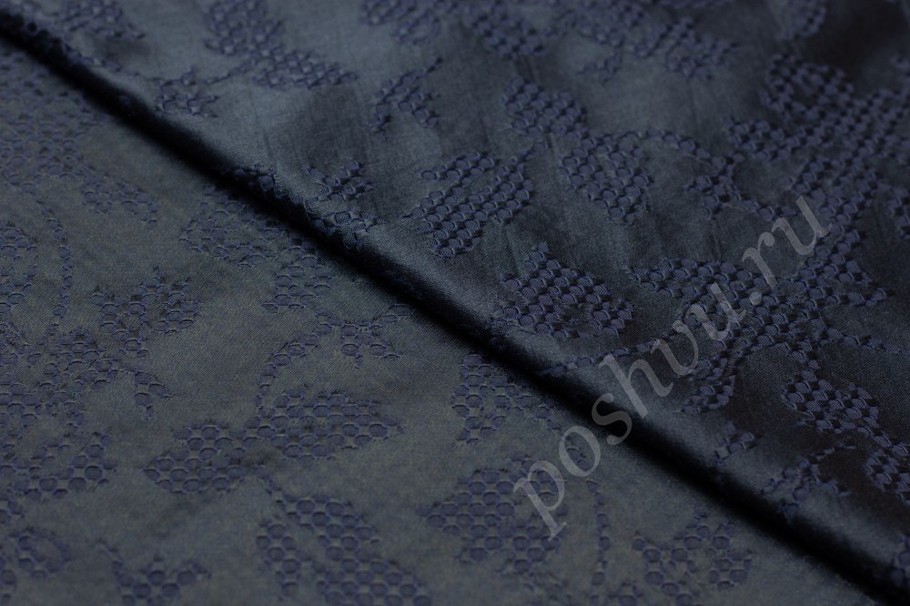 Жаккардовая ткань темно-синего цвета