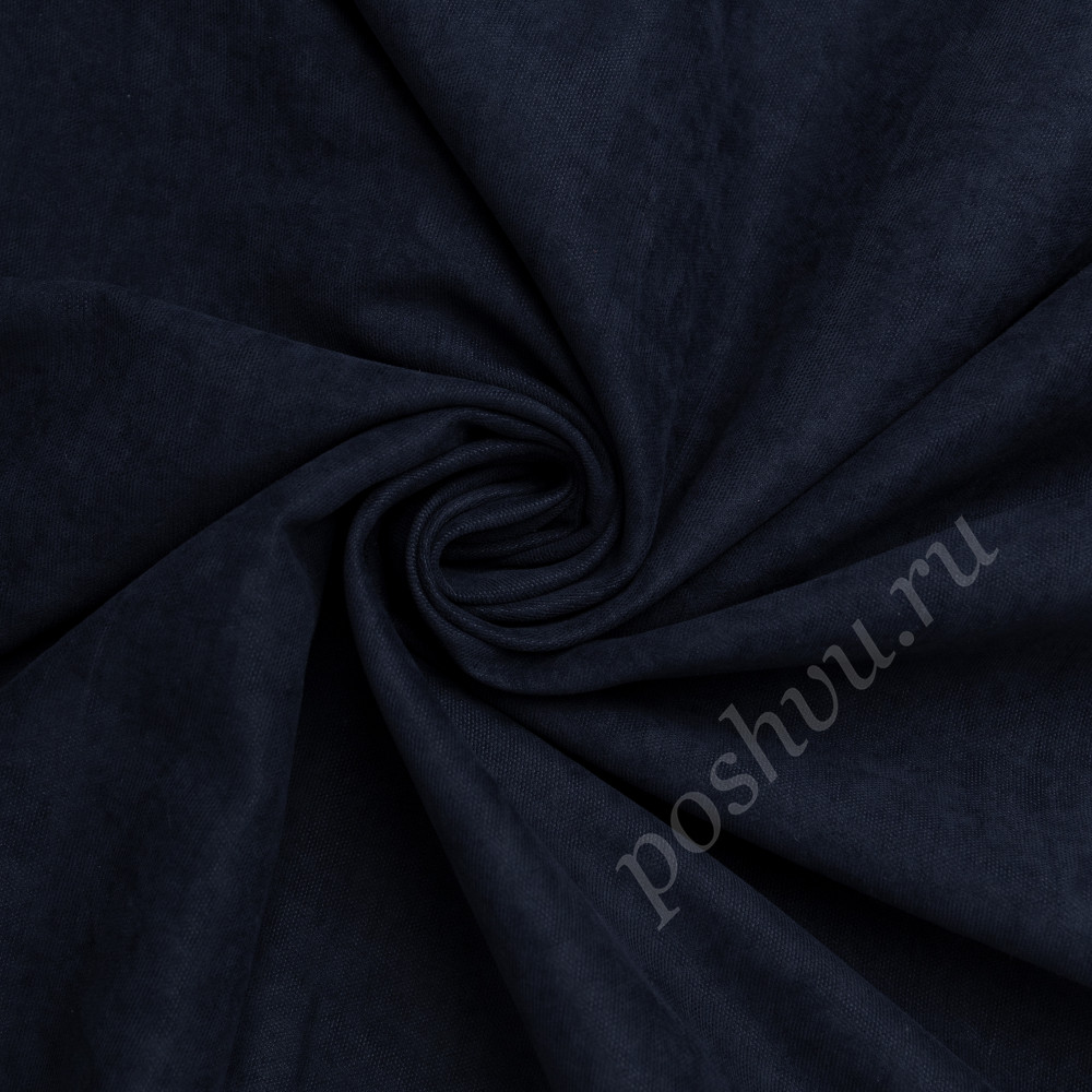 Портьерная ткань канвас FELICE сине-черного цвета, выс.300см
