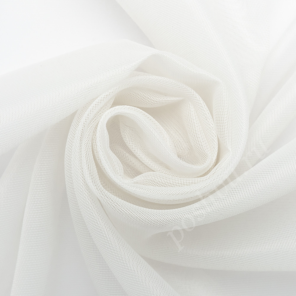 Тюлевая ткань под лен FERRARI белого цвета с оттенком, с утяжелителем, выс.300см