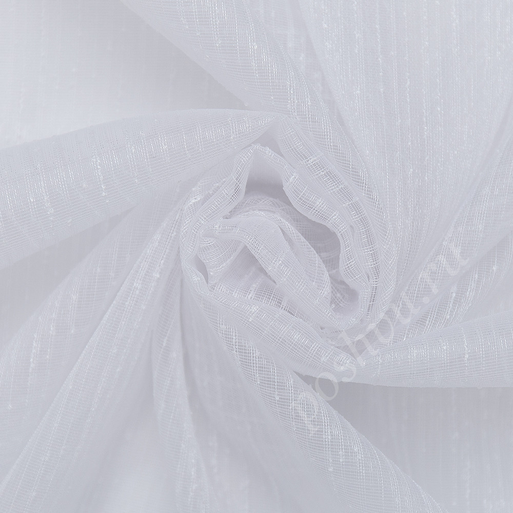 Тюлевая ткань под лен FILO белого цвета с выработкой, с утяжелителем, выс.300см